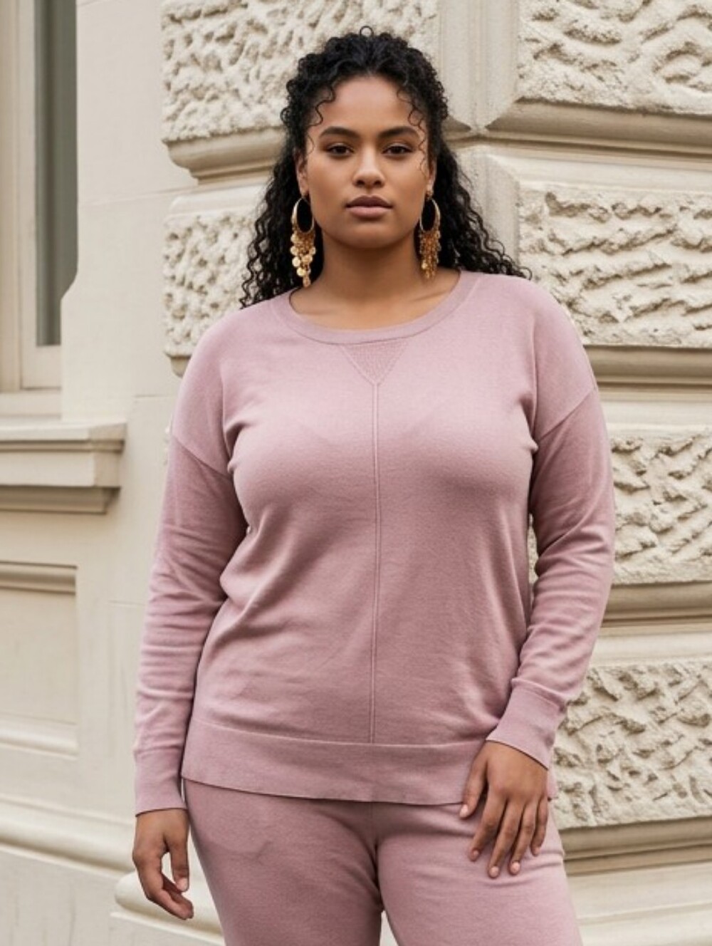 Daily Ritual 4X Mauve Pink Crewneck Sweater New Plus Size Cozy Luxe Pullover Top
